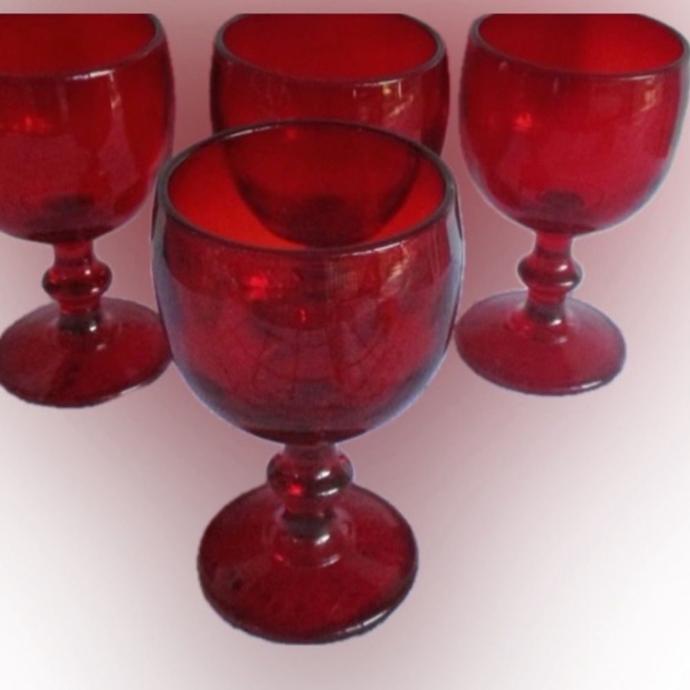 Vintage Imperial Ruby Red Goblets – Hoffmann House – Pair – 6¼” – 1970s MCM